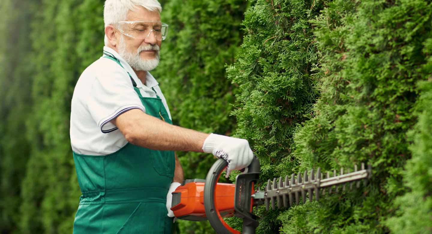 Gardner using a machine in Suffolk County, NY